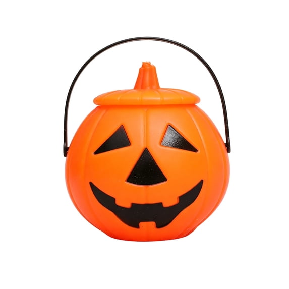 XIA0LE Halloween Plastic Pumpkin Candy Bucket Halloween Pumpkin Basket with Lids, Candy Holders for Halloween Party Supplies (A)