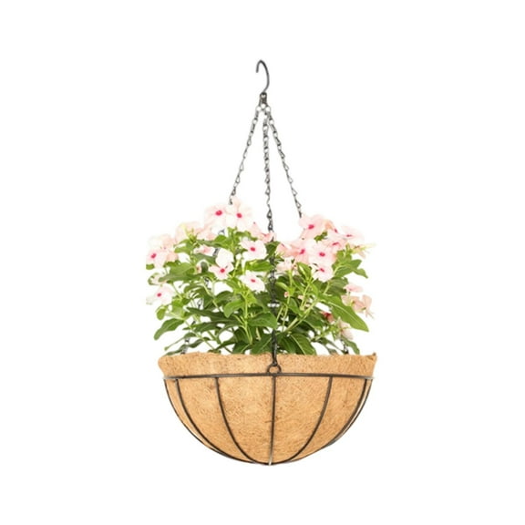 XIA0LE Hanging Basket Planter Plants Outdoor, 10 Inch Metal Hanging Planter With Coco Liners, Chain Hook Hanging Flower Pots For Indoor Outdoor Garden Porch Decoration