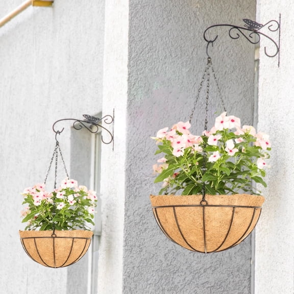 XIA0LE Half Moon Coco Fiber Replacement Liner, Natural Coconut Coir Wall Mount Planter Insert, Breathable Drainage Basket Liner For Outdoor Garden Hanging Flower Pot Container (12in)