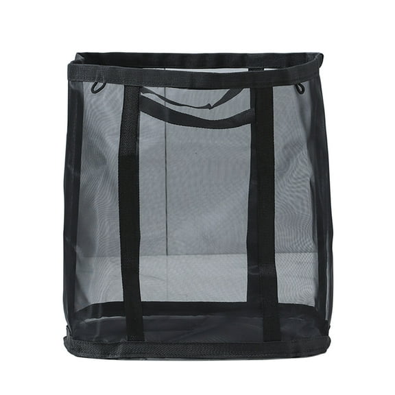 XIA0LE Household Collapsible Laundry Basket, Mesh Bag With Handles Large-Capacity Storage, Foldable Laundry Bag, Breathable Folding Beach Bag,Space-Saving Travel Tote Bags (Black)