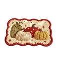 thumbnail image 1 of XIA0LE Imitation Woven Diatom Mud Floor Mat, 16x24in Pumpkin Wavy Scalloped Edge Floor Mat, Non-Slip Absorbent Autumn Doormat For Front Door Kitchen Bathroom Farmhouse Thanksgiving Decor (C ), 1 of 7