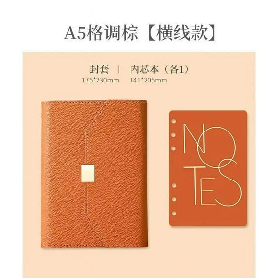 XIA0LE Leather Binder Journal Refillable Leather Notebook, A5 Fold Business Office Notebook With Card Pocket And Pen Slot 200 Pages Lined 6 Rings Binder Notebook