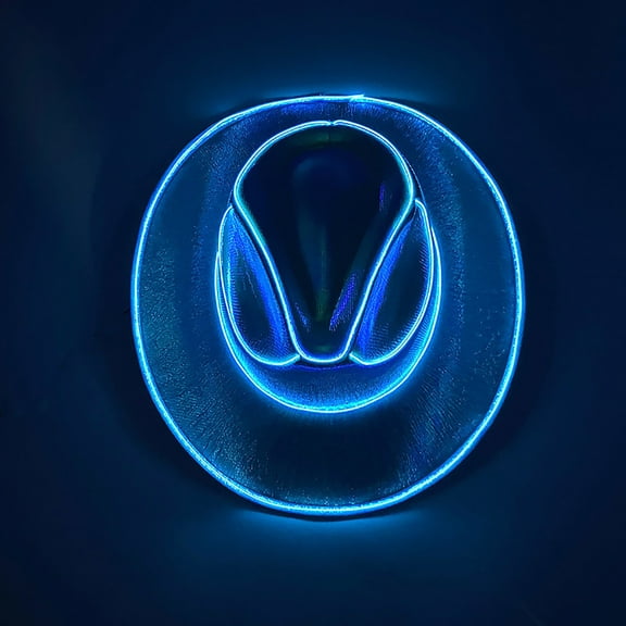 XIA0LE Led Party Cowboy Hat Led Party Cowboy Hat, Mini Western Cowboy Cowgirl Hat Small Disco Hat Neon Holographic Space Tiny Decoration For Cowgirl Party Drinks Cupcake Toppers ( Blue)