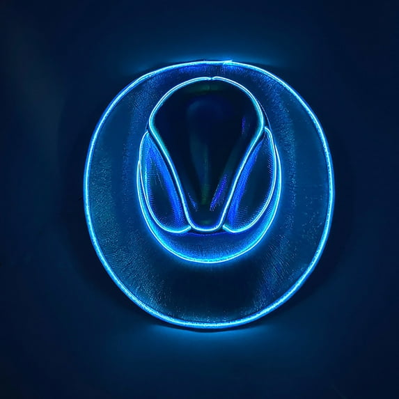 XIA0LE Led Party Cowboy Hat Led Party Cowboy Hat, Mini Western Cowboy Cowgirl Hat Small Disco Hat Neon Holographic Space Tiny Decoration For Cowgirl Party Drinks Cupcake Toppers ( Blue)