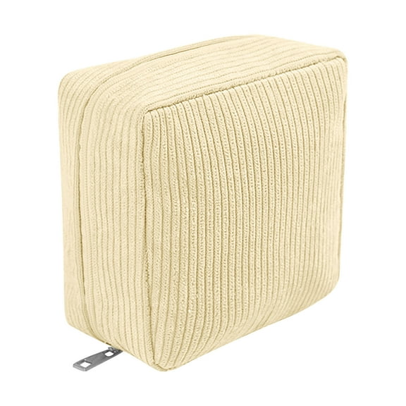 XIA0LE Menstrual Bags For Teen Girls, Corduroy Sanitary Napkin Storage Bag Mini Makeup Pouch Portable Period Pouch With Zipper Sanitary Pads Bag, For Purse First Period Women (Yellow)