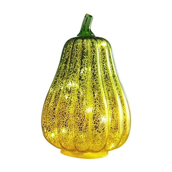 XIA0LE Mercury Glass Pumpkin Light With Fairy Lights Inside, Battery Operated Led Pumpkin Lamp, Ideal For Halloween Fall Decoration, Thanksgiving Rustic Decor, H:8.7" (Green)