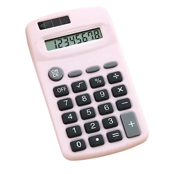 XIA0LE Mini Eight Digit Calculato , Basic Small Solar And Battery Operated, Large Display Four Function, Auto Powered Handheld Calculator For Office,School, Home (Pink)