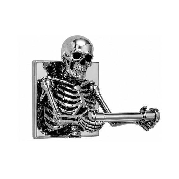 XIA0LE Skeleton Toilet Paper Funny Tissue Skull Wall Mount Bathroom Decor Spooky Halloween Party Prop Roll Organizer Stand For Home Office Funny Gift For Men Women