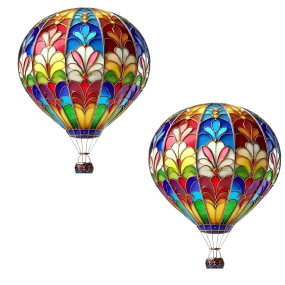 XIA0LE Tiffany Style Stained Glass Hot Air Balloon Hanging Decor, Stained Window Hanging Hot Air Balloon Catcher Decorative Pendant