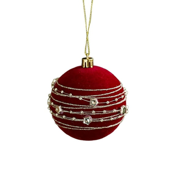 XIA0LE Velvet Flocked Christmas Tree Ornaments Balls, 3.15 Inch Red flash Christmas Tree Decorations Set, Delicate Hanging Ball Ornaments for Xmas Trees Holiday Wedding Party Decor (E)