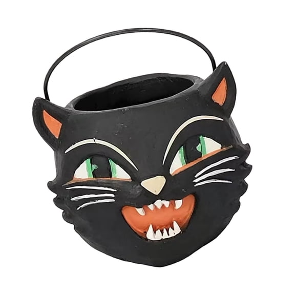 XIA0LE Vintage Halloween Candy Bucket Skeleton Pumpkin Pails Resin Mini Candy Bowls With Handle,Trick Or Treat Candy Bucket , Fall Desktop Table Decorations (Black)