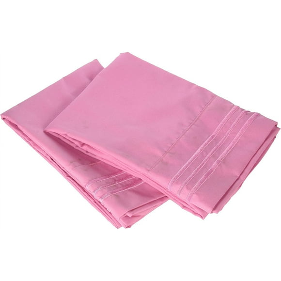 XIACOCO-1500 Thread Count Wrinkle & Fade Resistant Egyptian Quality Ultra Soft Luxurious 2-Piece Pillowcases, Standard Size, Light Pink