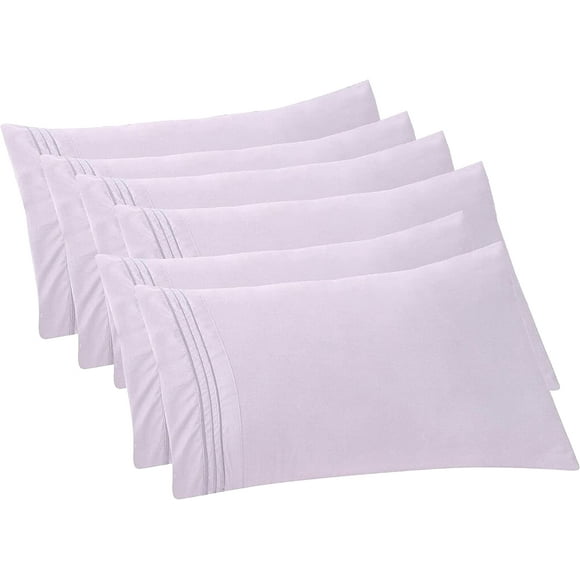 XIACOCO-6-Pack Solid Pillowcases 1500 Premium Hotel Quality Microfiber - Smooth Weave, Wrinkle And Stain Resistant, Easy Slip-On, 6-Piece Set, Standard/Queen Pillowcase, Pink
