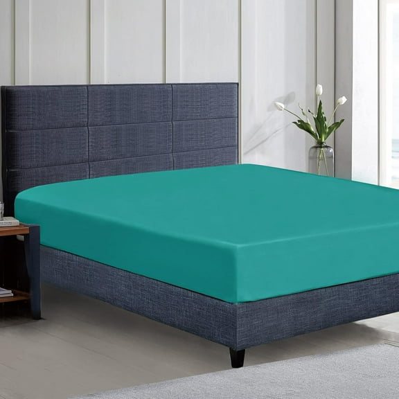 XIACOCO-Queen Fitted Sheet Only - Bottom Sheets With All-Around Elastic - Super Soft And 16 Inch Deep Pocket Bed Sheets - Easy Care, Fade And Wrinkle Resistant (1Piece,Teal)