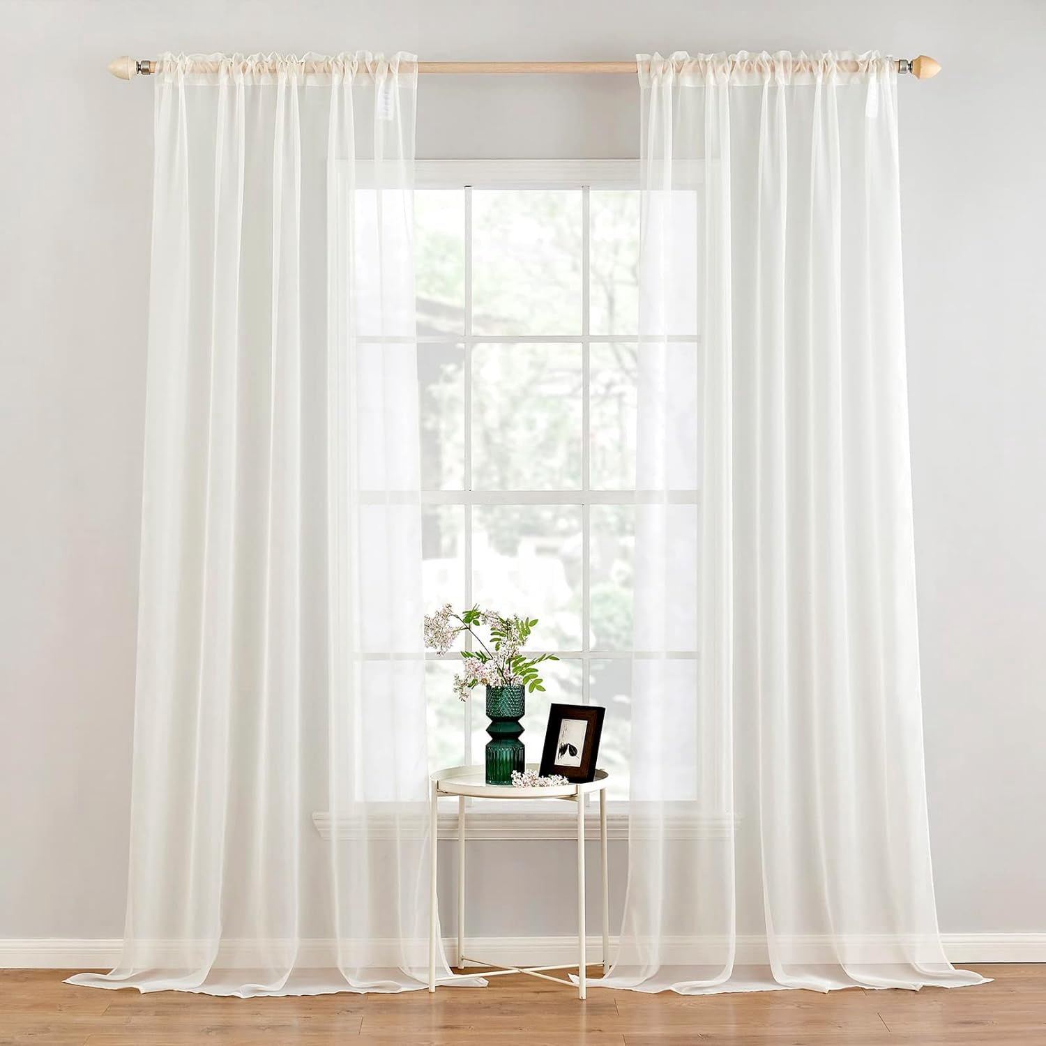 Guken 144 Inch Extra Long Linen Curtains - Off White, Rod Pocket, Light Filtering For High Windows (1 Panel, W52xL144)
