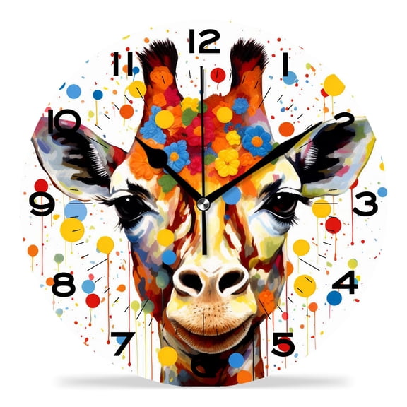 XIAGEANA 12 Inch Wall Clock Silent Non-Ticking Cute Pug Dog Face Animal Print Painting