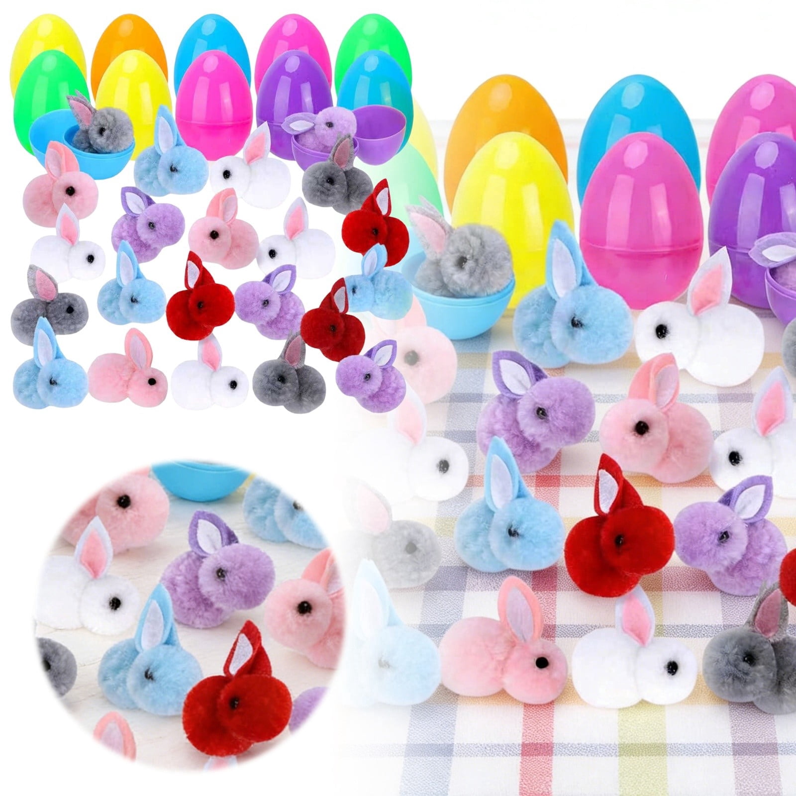 XIAHAO 24 Pcs Mini Plush Easter Bunny Animals, Miniature Stuffed Rabbit, Soft Tiny Stuffed Animals Easter Bunnies Plush Rabbit for Easter Basket Stuffers, DIY Hair Clips