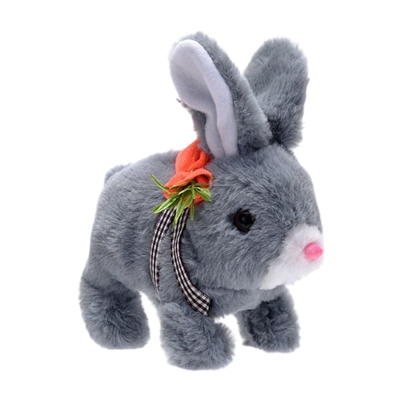 XIAHAO Rabbit Interactive Electronic Pet Plush Bunny Toy with Sounds and Movements Animated Walking Wiggle Ears Twitch Nose Gift for Toddlers Birthday, Grey, 6''