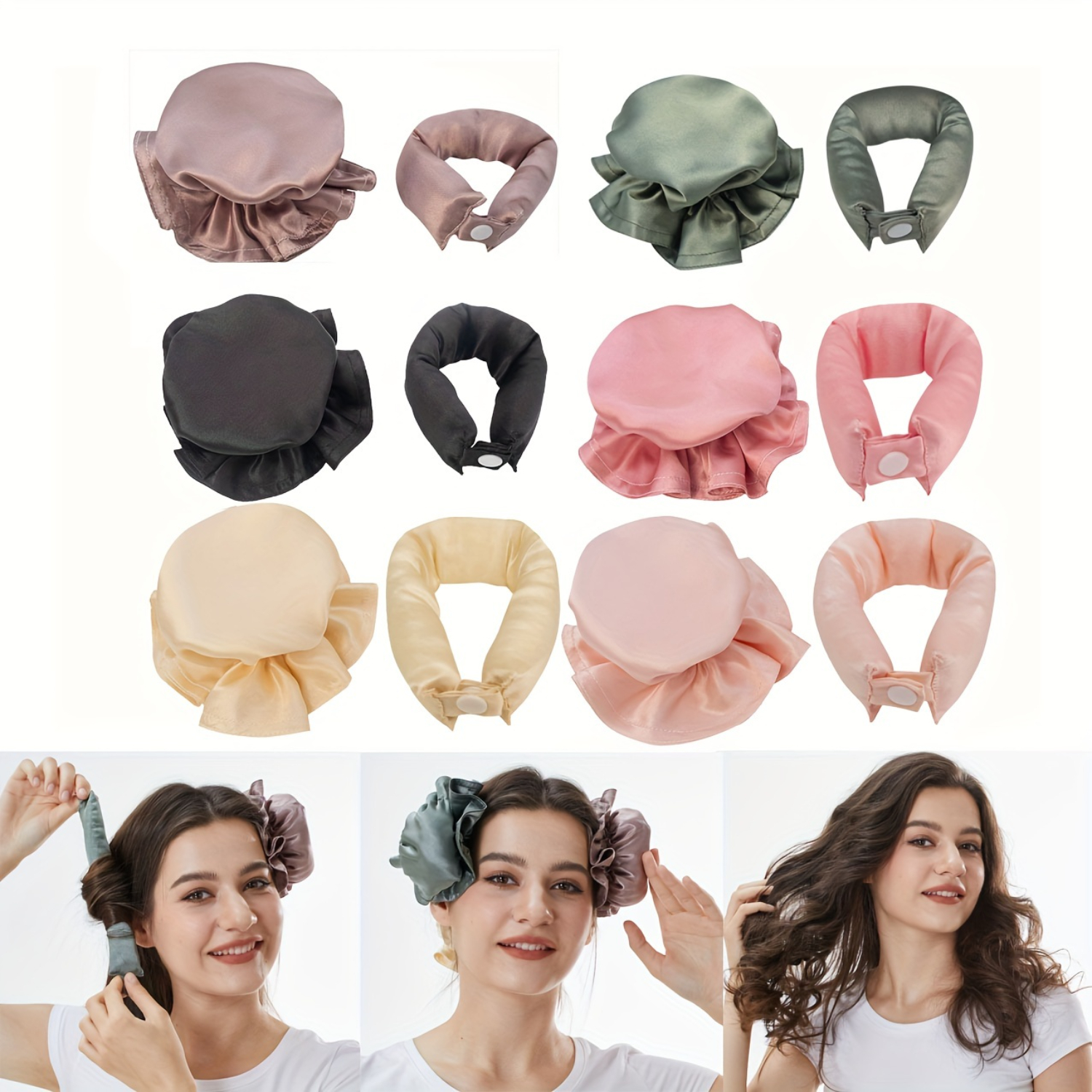 XIAMENMHHG Soft Satin Heatless Hair Curlers Set for Long Medium Hair