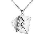 XIAN  Custom Envelope Necklace  Gold Silver Love You Engraved  Gifts For Girlfriend Wife Mother   Steel Color