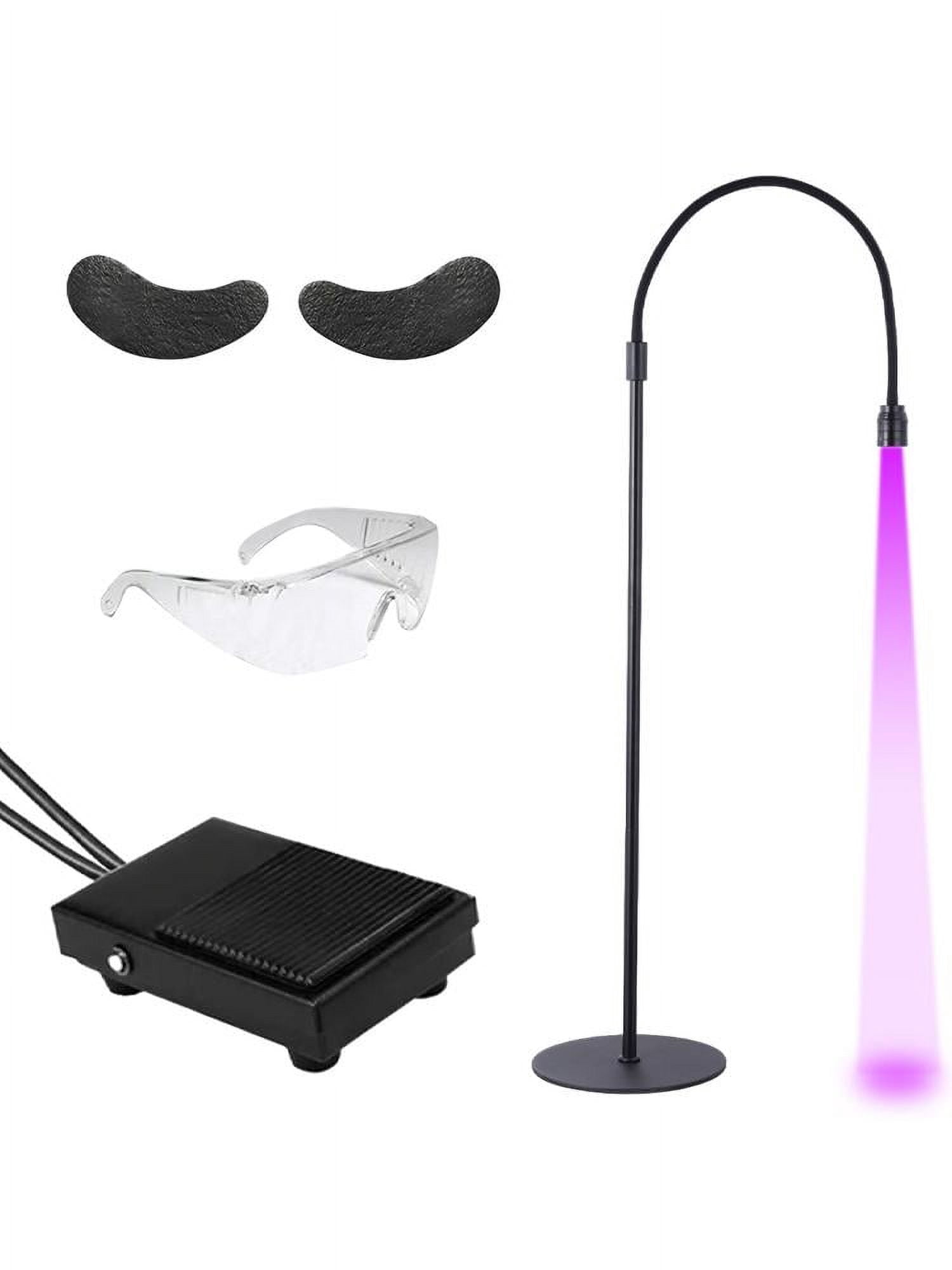 XIANERS 10W UV Lash Lamp with Foot Pedal, Rapid Dry in 3 Seconds for Eyelash Extension Grafting Eyebrow Beauty Salon, Adjustable Angle and Light Spot Size, UV Lamp for Lash Tech (Black)