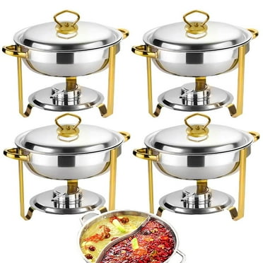 XIANERS Chafing Dish Buffet Set Chafing Dishes Buffet Warmers Party Food Warmer Buffet Set 4Pcs Gold Plated Chafing Dish Set for Banquet Party Catering sensible