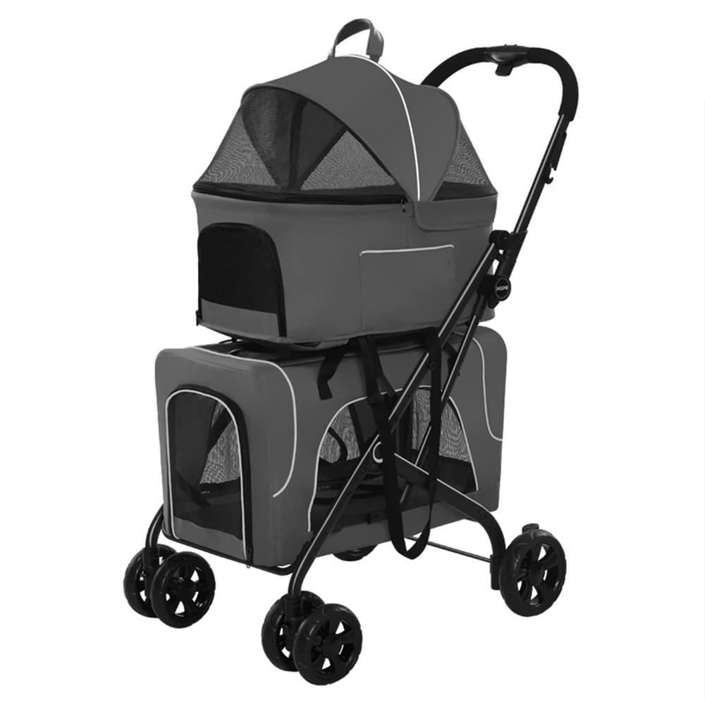 XIANERS Dog Double Stroller 4 Wheels Folding Cat Pet Carriers Bag Cat