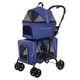 thumbnail image 1 of XIANERS Double Cat Stroller For 2 Cats 4 Wheels Lightweight Foldable Double Dog Stroller Mesh Window Soft Pad Cat Pet Carriers Bag Folding Dog Stroller With Detachable Carrier Easy Storage amicable, 1 of 9