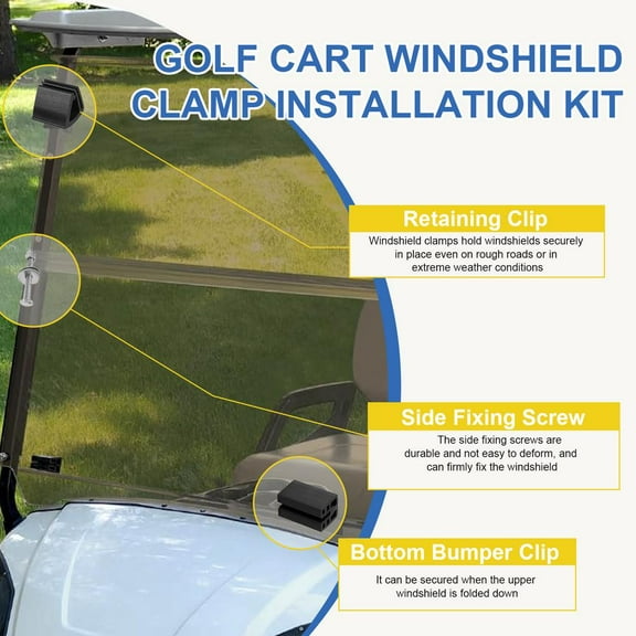 XIANERS Foldable Golf Cart Windshield Golf Cart Curtains Windshield Anti-UV Impact Resistant Front Shield Curtains Portable Shatterproof Protection For Golf Carts classy
