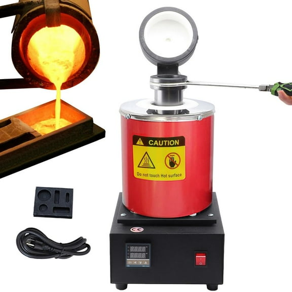 XIANERS Gold Melting Furnace Electric High-Temperature Electric Casting Furnaces With Fluted Graphite Crucible Accurate Smelting Equipment For Gold Metal Scrap Aluminum Copper Silver trusted