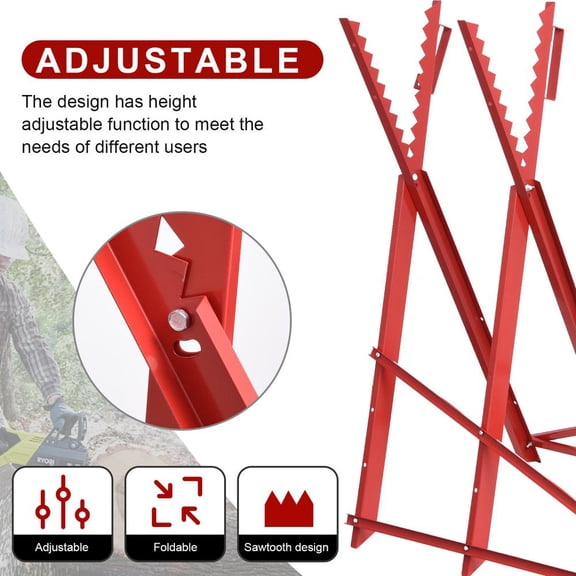 XIANERS Saw Horse Foldable Wood Cutting Stand Portable Sawhorse Saw Stand Adjustable Log Holder Log Stand for Logging Splitting & Firewood decent