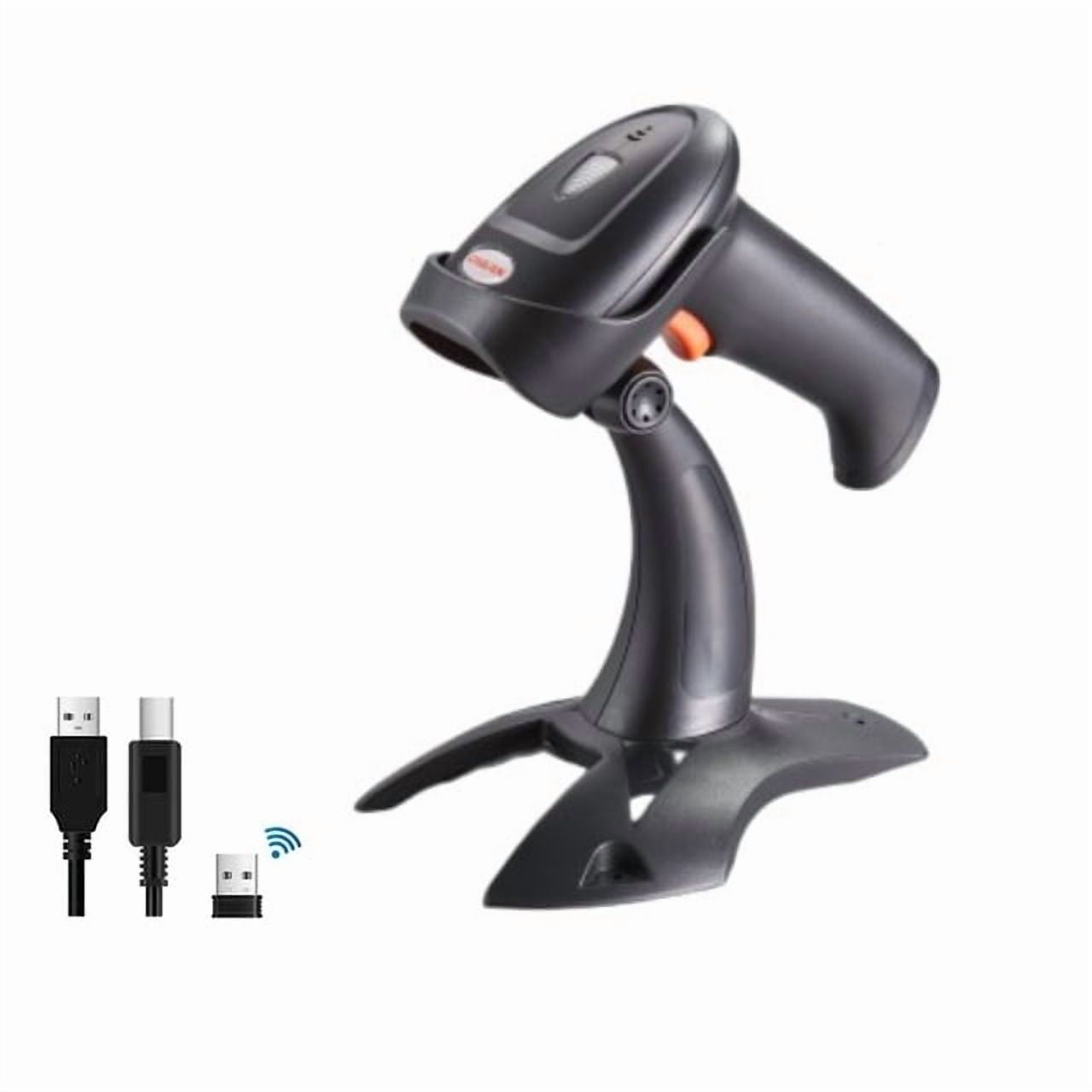 XIANJINO Fully Upgraded Wireless 2D QR Barcode Scanner with Stand, 3 in 1 Bluetooth & 2.4GHz Wireless & USB Wired, Connect Smart Phone Tablet PC, Image Bar Code Reader with Vibration Alert