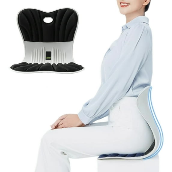 XIANJINO Waist Protection Cushion Chair, Ergonomic Lower Back Support, Lumbar Support Back Posture Corrector for Low Back Pain Relief, Perfect for Home Office Desk Chair and Floor Seat Black