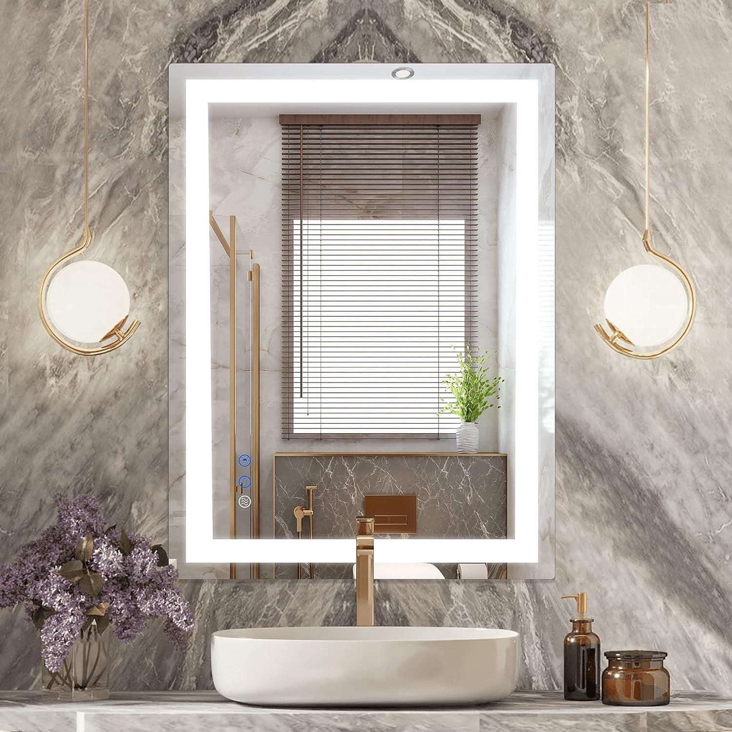 XIANMM LED Mirror, 32 x 24 Inch Bathroom Mirror, Vanity Mirror with ...