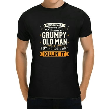 XIANQI Unisex T-Shirt Grumpy Old Man Theme 180g Cotton Tee S