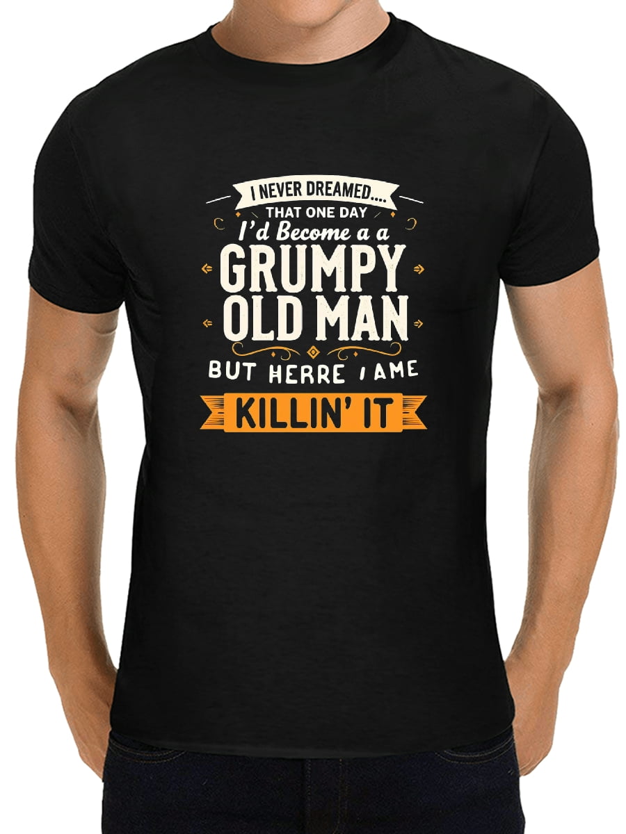 XIANQI Unisex T-Shirt Grumpy Old Man Theme 180g Cotton Tee XXXL ...
