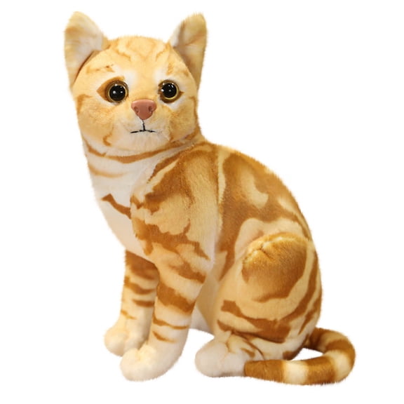 XIANXIAN 10.6 Inch Orange Cat Stuffed Animal Realistic Cat Plush Toy Soft Cute Stuffed Kitten Plushie Doll for Kids Birthday Gifts Pet Party Favors Bedroom Sofa Car Home Decor