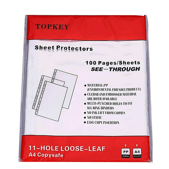 ​​XIANXIAN​​ 11 Hole Transparent Document A4 Protector – Professional Sheet Insert Pocket White Strip Filing Supply Office Portfolio Secure Archival Sleeves