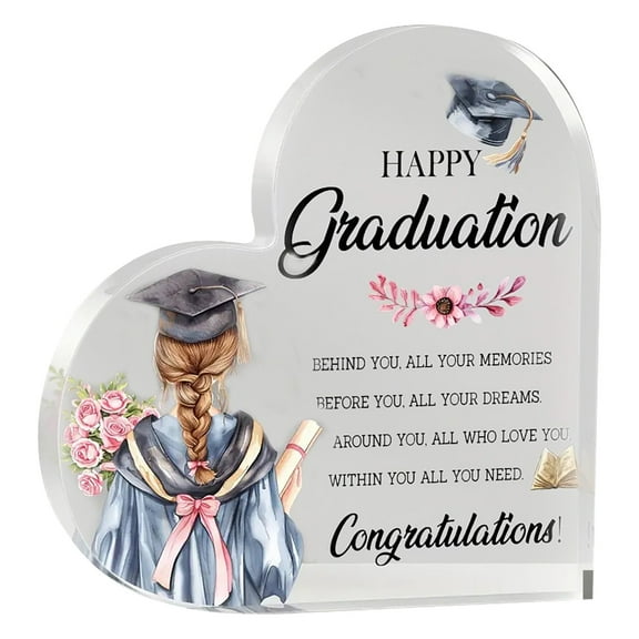 XIANXIAN 2025 Heart Acrylic Graduation Keepsake for Wall Display, Customizable Photo Prop for Graduation Party Decorations Commencement Ceremony Gift Idea