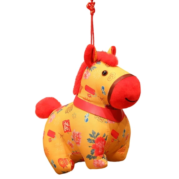 XIANXIAN 2026 Year of The Horse Chinese New Year Ornaments, Cute Hanging Horse Plush Mascot Figurine, 2026 Chinese Zodiac Ornaments Spring Festival Decorations New Year Gifts (6.3In)