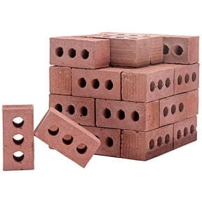 XIANXIAN 24 Pcs Mini Bricks, 1/12 Scale Concrete Blocks,Red-square | Dollhouse Accessory, Diorama Building, DIY Construction Toy, Brick Supplies, Hollow Brick, Model Landscaping