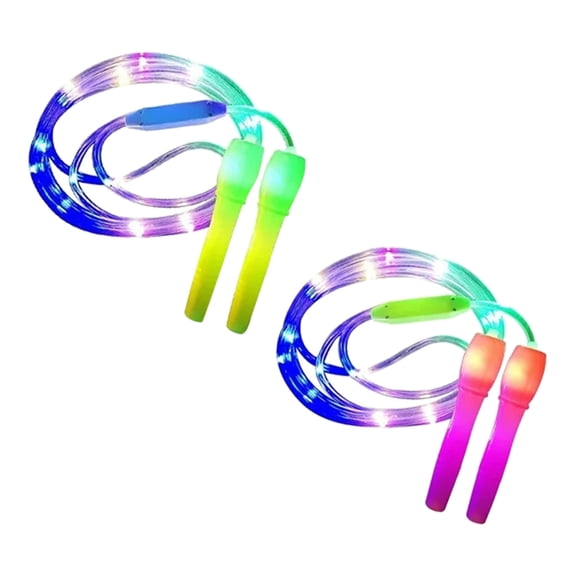 XIANXIAN 2Pcs Led Jump Rope for Girls Kids - Glowing Jump Ropes Flashing Colorful Exercise Skipping rope Light Up Luminous Adjustable Skipping Ropes for Girls Boys Women Fitness Weight Loss
