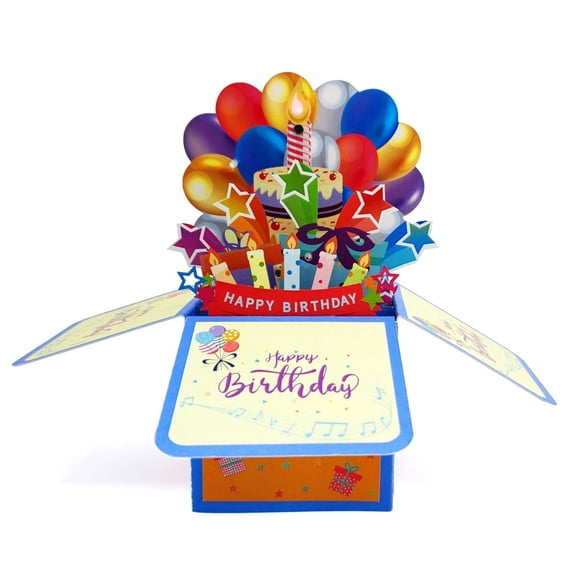 XIANXIAN 3D Pop Up Birthday Cards with Music,Funny Singing Happy Birthday Card,Musical Bday Gift Cards for Kids,Girls,Boys,Women,Men,Daughter,Son,Mom,Dad Blue