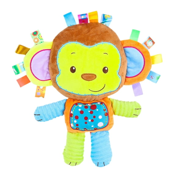 XIANXIAN Baby Tags Plush Toy Lovey Soft Monkey Stuffed Aninaml Pacify Doll Soothing Sensory Taggy Toy Great Gift for Newborn/Infant/Toddler