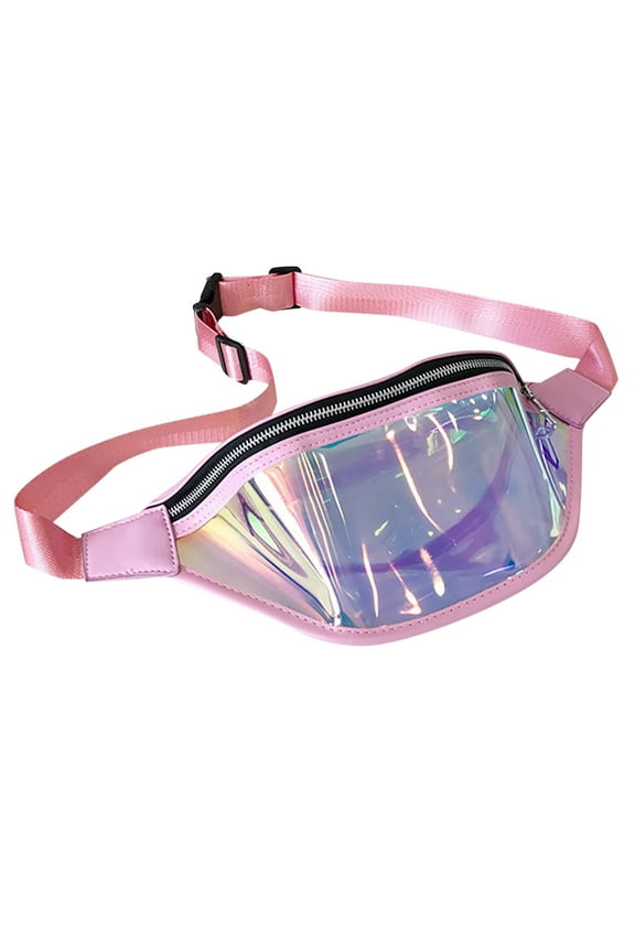 Clear Fanny Packs for Women Holographic Waist Bag Stadium Approved Clear Purse Bag Bum Bag Rave, Festival, Games,Travel and Concerts Rave Shiny