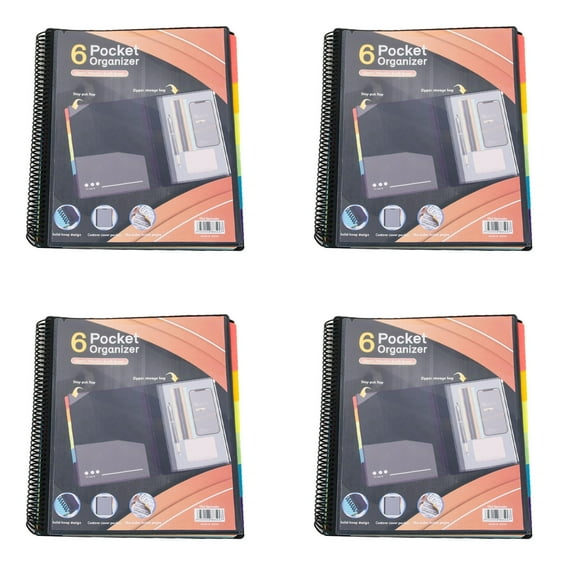 XIANXIAN Colored Spiral Notebook 6/12 Pocket Poly Project Organizer Round Tab Organizer Project Folder Multi Pocket Folder with Pockets Letter Size Back Cover Utility School