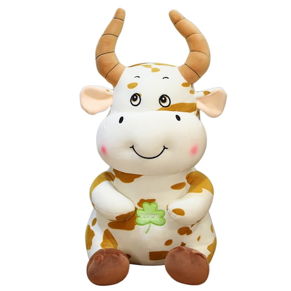 XIANXIAN Cow Stuffed Animal 14 Inches, Realistic Big Stuffed Cow Plush Toy, Large Fluffy Plushie Pillow Gift for Kids Girls Boys Birthday Christmas