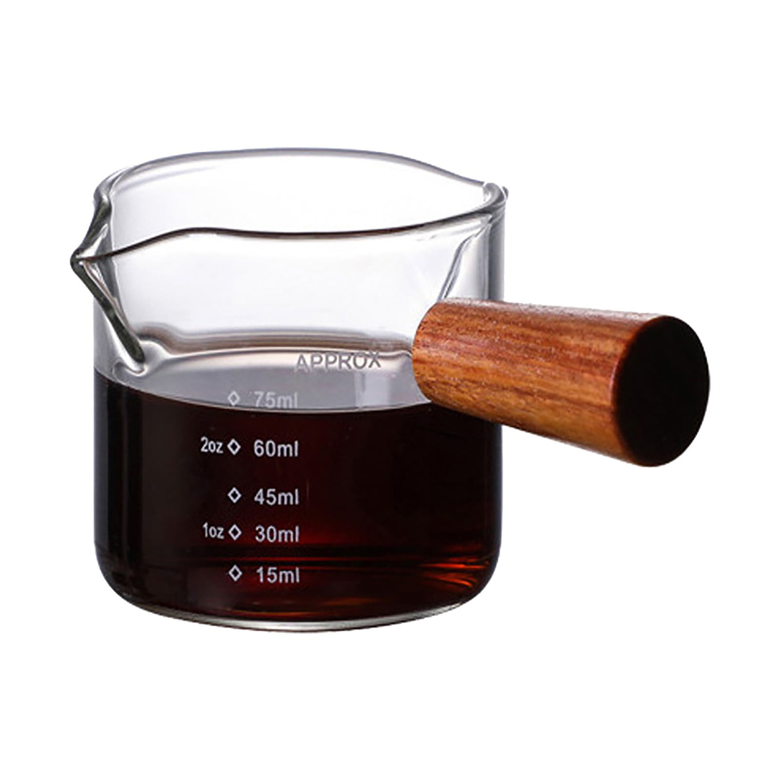 Pludyat Set Of 2 Espresso Cups - 4 Oz Borosilicate Glass With Handle & V-Shaped Spout