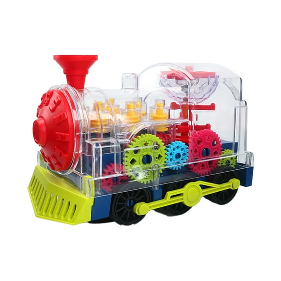 XIANXIAN Electric Transparent Gear Train Toy with Flashing Lights and Music, 360 Rotation, Battery Operated Bump and Go Car Toddler Toys, Multicolored, for Boys Girls 3+