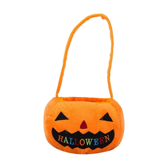 XIANXIAN Festive Pumpkin Head Candy Tote Bag - "Halloween" Text Reusable Trick-or-Treat Container for Halloween Night Fun Party Favor Collection Bucket